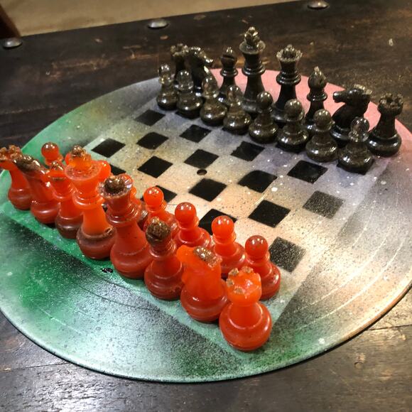 Vinyl Chess Set -Forest Gold (Resin Pieces) - Picture 3 of 14